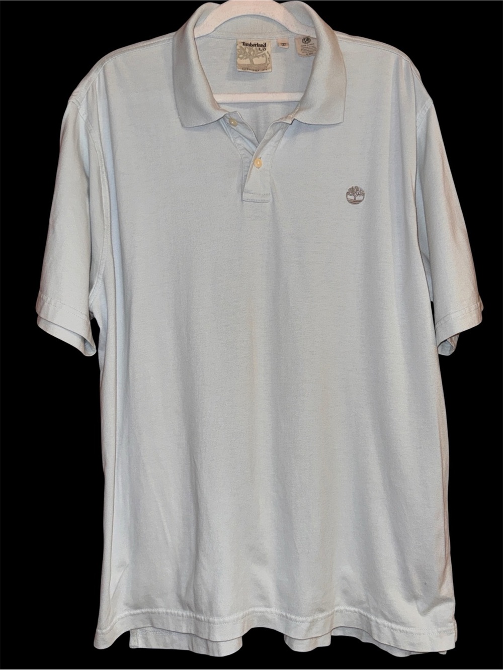 Timberland Y2K Men’s Cotton Pale Blue/Skyway Short Sleeve Polo Size Large